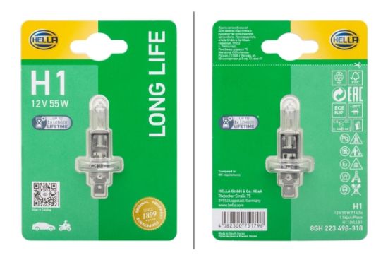 Obrázok żiarovka pre hlavný svetlomet HELLA LONG LIFE UP TO 3x LONGER LIFETIME 8GH223498318