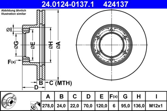 Obrázok Brzdový kotúč ATE  24012401371