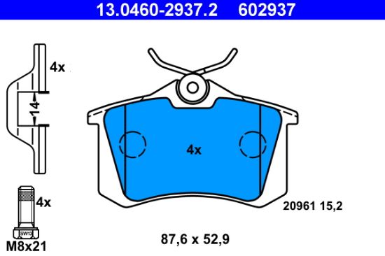 Obrázok Sada brzdových platničiek kotúčovej brzdy ATE  13046029372