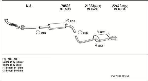 Obrázok Výfukový systém WALKER  VWK009058A