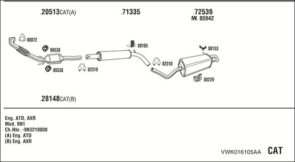 Obrázok Výfukový systém WALKER  VWK016105AA