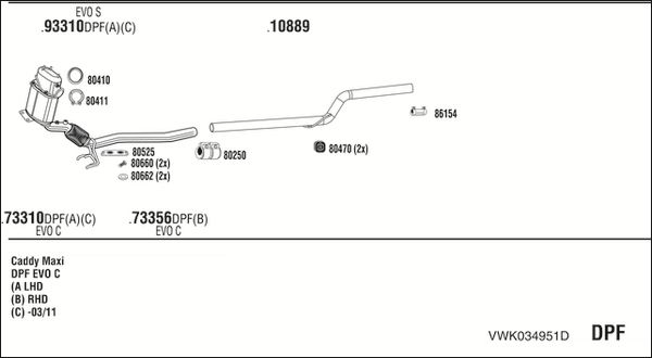 Obrázok Výfukový systém WALKER  VWK034951D