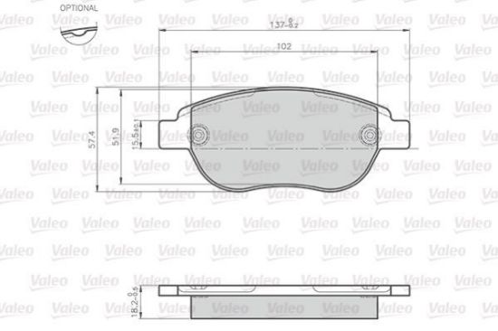 Obrázok Sada brzdových platničiek kotúčovej brzdy VALEO OPTIPACK for LCV 872600