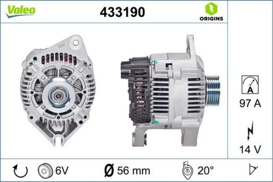 Obrázok Alternátor VALEO  ORIGINS NEW 433190