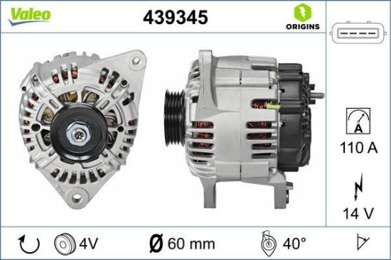 Obrázok Alternátor VALEO  ORIGINS NEW 439345