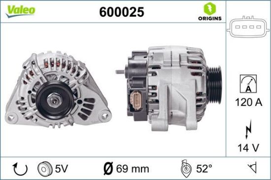 Obrázok Alternátor VALEO  ORIGINS NEW 600025