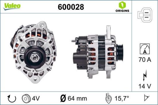 Obrázok Alternátor VALEO  ORIGINS NEW 600028
