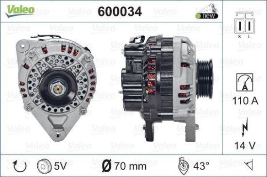 Obrázok Alternátor VALEO  ORIGINS NEW 600034