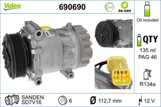 Obrázok Kompresor klimatizácie VALEO  RE-GEN REMANUFACTURED 690690