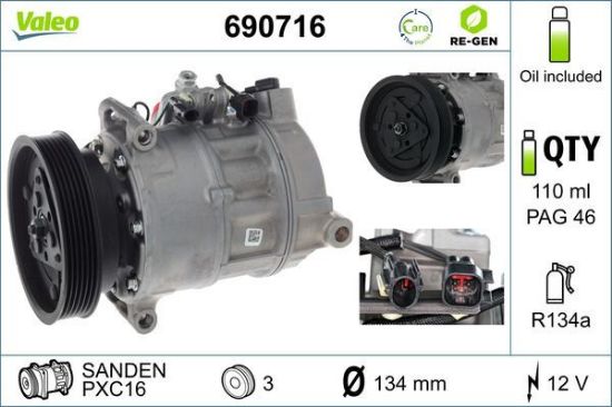 Obrázok Kompresor klimatizácie VALEO  RE-GEN REMANUFACTURED 690716