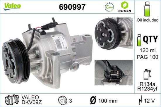 Obrázok Kompresor klimatizácie VALEO  RE-GEN REMANUFACTURED 690997