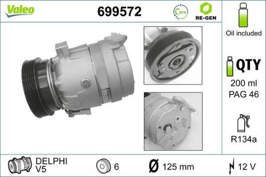Obrázok Kompresor klimatizácie VALEO  RE-GEN REMANUFACTURED 699572