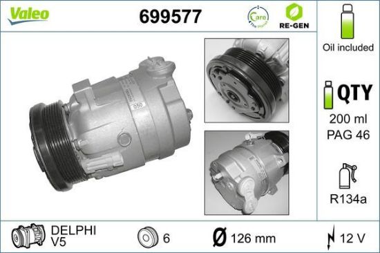 Obrázok Kompresor klimatizácie VALEO  RE-GEN REMANUFACTURED 699577
