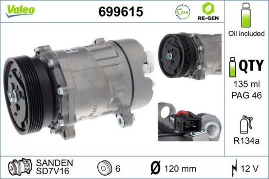 Obrázok Kompresor klimatizácie VALEO  RE-GEN REMANUFACTURED 699615
