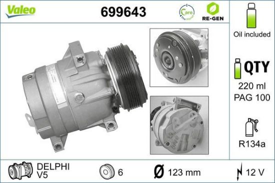 Obrázok Kompresor klimatizácie VALEO  RE-GEN REMANUFACTURED 699643