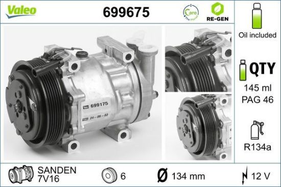 Obrázok Kompresor klimatizácie VALEO  RE-GEN REMANUFACTURED 699675