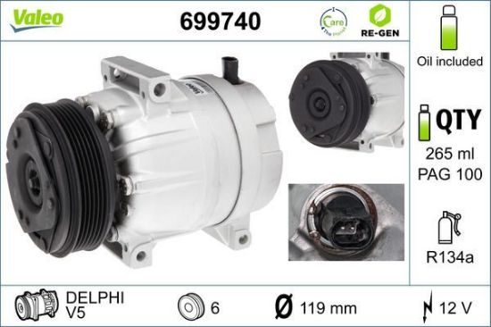 Obrázok Kompresor klimatizácie VALEO  RE-GEN REMANUFACTURED 699740