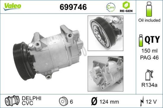 Obrázok Kompresor klimatizácie VALEO  RE-GEN REMANUFACTURED 699746