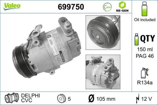 Obrázok Kompresor klimatizácie VALEO  RE-GEN REMANUFACTURED 699750