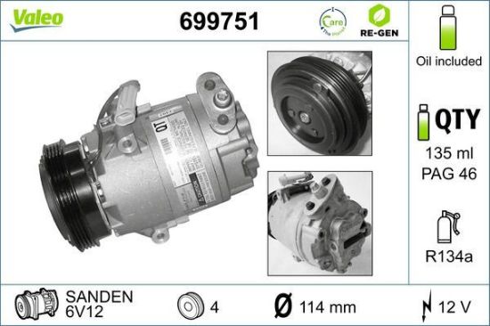 Obrázok Kompresor klimatizácie VALEO  RE-GEN REMANUFACTURED 699751