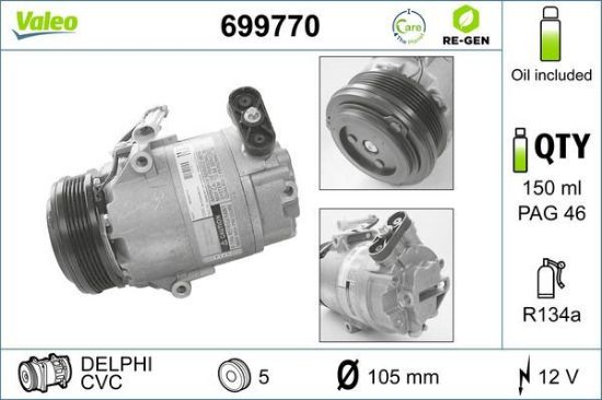 Obrázok Kompresor klimatizácie VALEO  RE-GEN REMANUFACTURED 699770