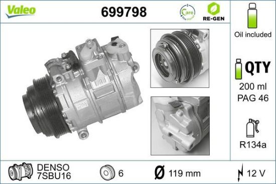 Obrázok Kompresor klimatizácie VALEO  RE-GEN REMANUFACTURED 699798