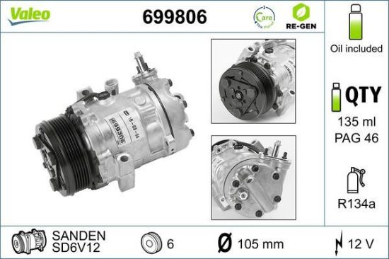 Obrázok Kompresor klimatizácie VALEO  RE-GEN REMANUFACTURED 699806