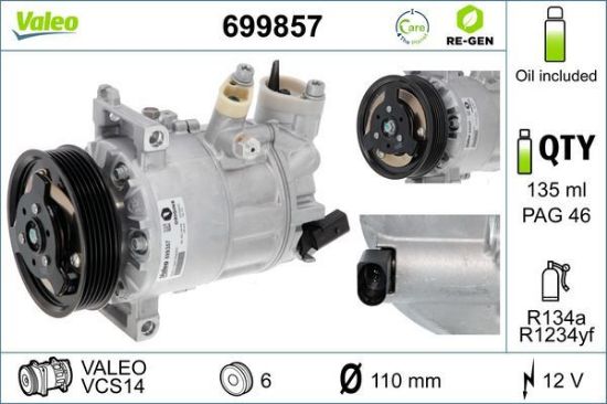 Obrázok Kompresor klimatizácie VALEO  RE-GEN REMANUFACTURED 699857