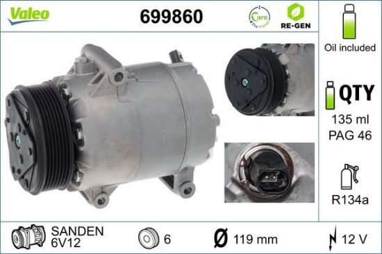 Obrázok Kompresor klimatizácie VALEO  RE-GEN REMANUFACTURED 699860