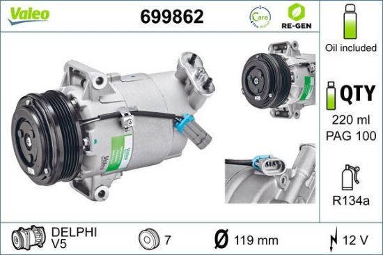 Obrázok Kompresor klimatizácie VALEO  RE-GEN REMANUFACTURED 699862