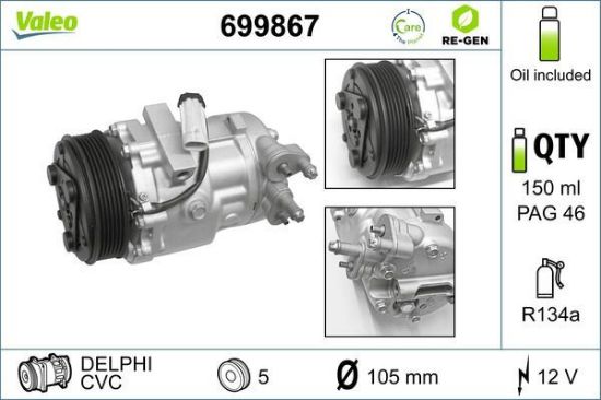 Obrázok Kompresor klimatizácie VALEO  RE-GEN REMANUFACTURED 699867