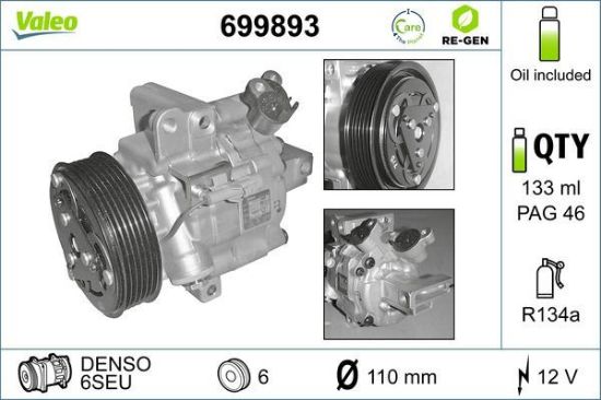 Obrázok Kompresor klimatizácie VALEO  RE-GEN REMANUFACTURED 699893
