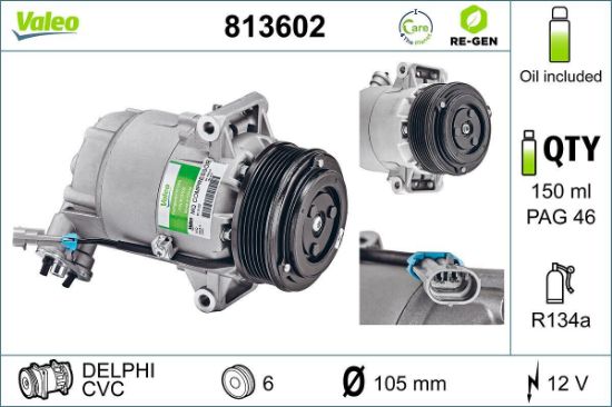 Obrázok Kompresor klimatizácie VALEO  RE-GEN REMANUFACTURED 813602