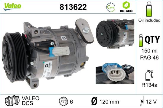 Obrázok Kompresor klimatizácie VALEO  RE-GEN REMANUFACTURED 813622
