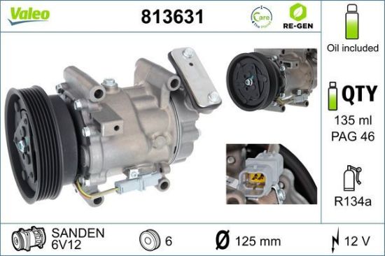 Obrázok Kompresor klimatizácie VALEO  RE-GEN REMANUFACTURED 813631