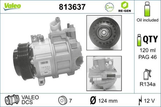 Obrázok Kompresor klimatizácie VALEO  RE-GEN REMANUFACTURED 813637