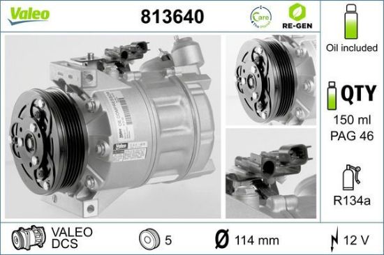 Obrázok Kompresor klimatizácie VALEO  RE-GEN REMANUFACTURED 813640