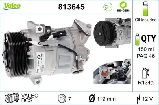 Obrázok Kompresor klimatizácie VALEO  RE-GEN REMANUFACTURED 813645