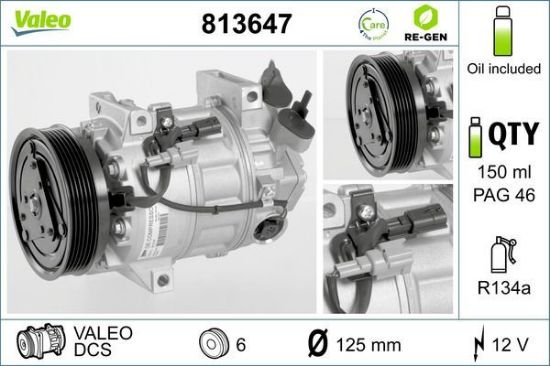 Obrázok Kompresor klimatizácie VALEO  RE-GEN REMANUFACTURED 813647