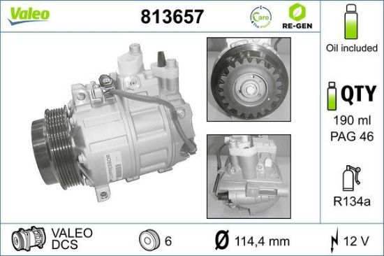 Obrázok Kompresor klimatizácie VALEO  RE-GEN REMANUFACTURED 813657