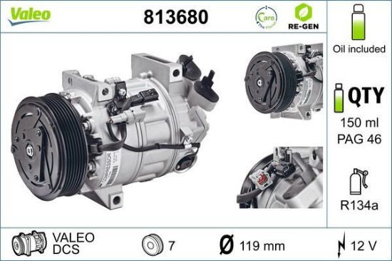 Obrázok Kompresor klimatizácie VALEO  RE-GEN REMANUFACTURED 813680