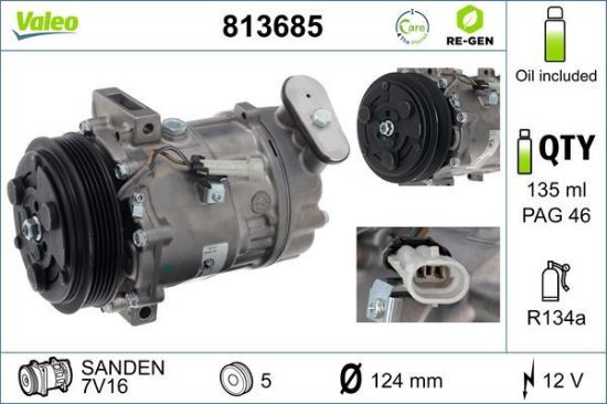 Obrázok Kompresor klimatizácie VALEO  RE-GEN REMANUFACTURED 813685