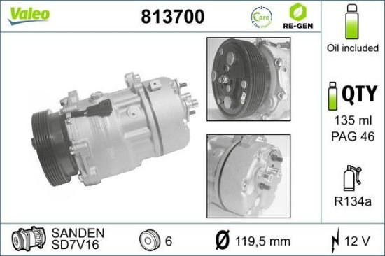 Obrázok Kompresor klimatizácie VALEO  RE-GEN REMANUFACTURED 813700