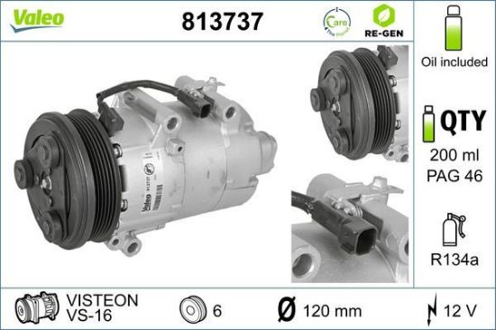 Obrázok Kompresor klimatizácie VALEO  RE-GEN REMANUFACTURED 813737