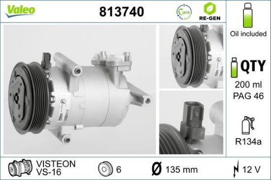 Obrázok Kompresor klimatizácie VALEO  RE-GEN REMANUFACTURED 813740