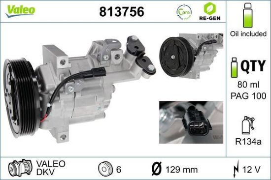 Obrázok Kompresor klimatizácie VALEO  RE-GEN REMANUFACTURED 813756