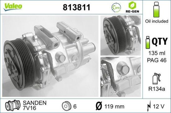 Obrázok Kompresor klimatizácie VALEO  RE-GEN REMANUFACTURED 813811