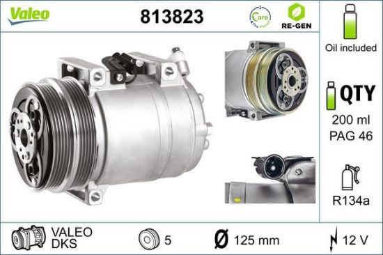 Obrázok Kompresor klimatizácie VALEO  RE-GEN REMANUFACTURED 813823