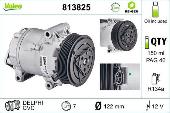 Obrázok Kompresor klimatizácie VALEO  RE-GEN REMANUFACTURED 813825