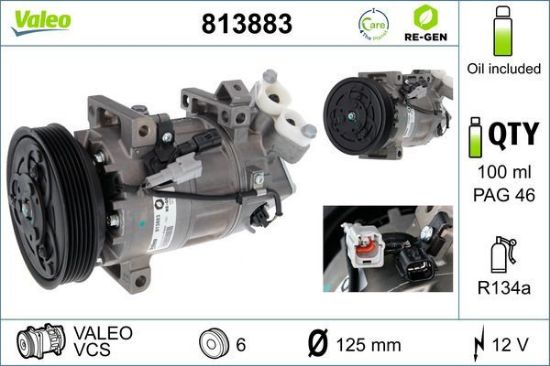 Obrázok Kompresor klimatizácie VALEO  RE-GEN REMANUFACTURED 813883